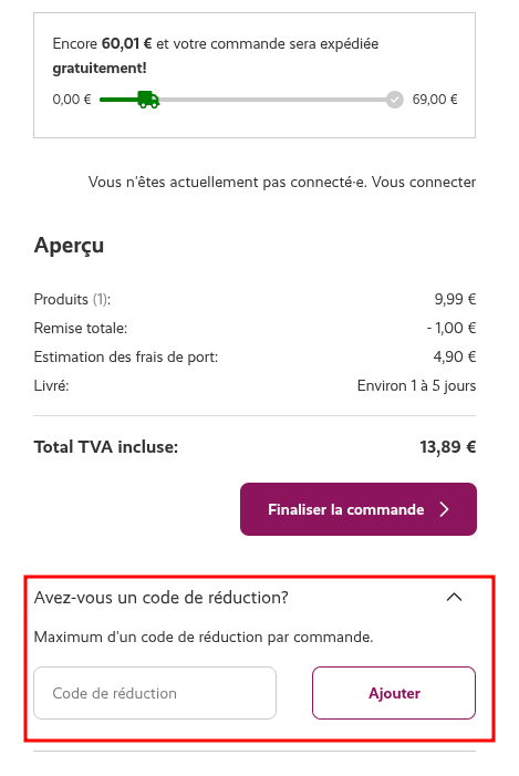 Comment activer un code promo sur Adam et Eve