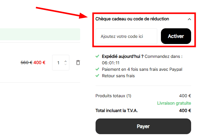Comment appliquer un code promo sur Addict Sneakers