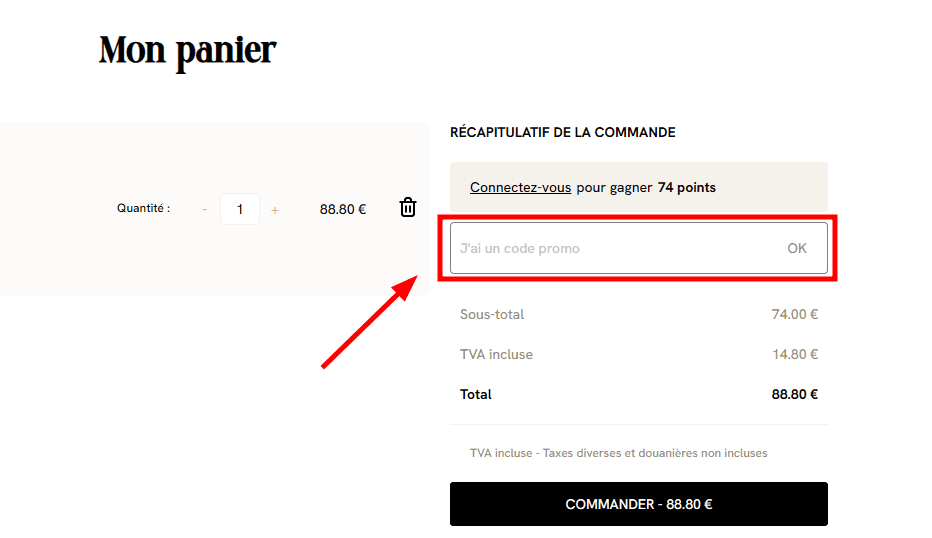 Comment activer un code promo sur Alexandre de Paris