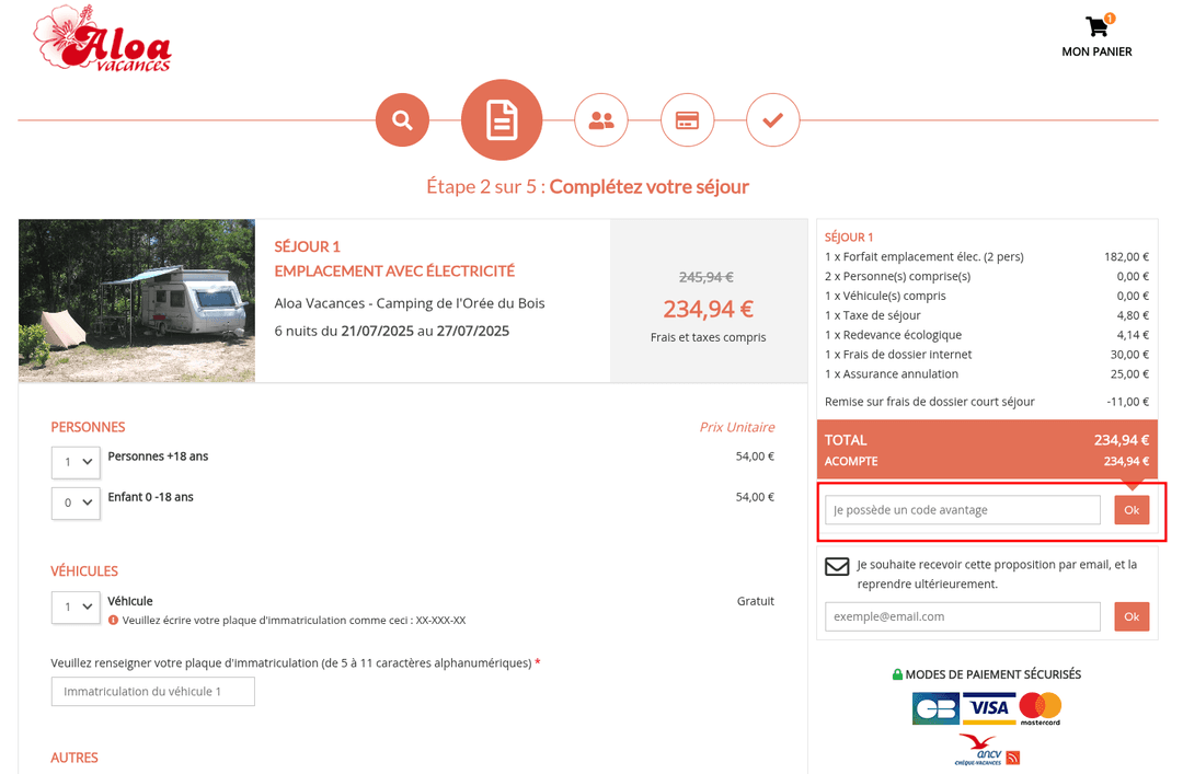 Comment utiliser un code promo sur Aloa Vacances