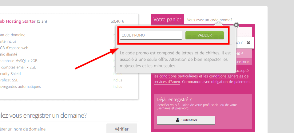 Comment activer un code promo sur Amen