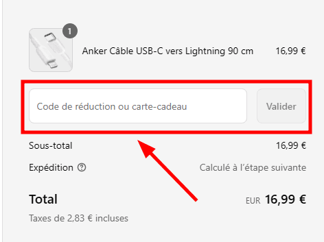 Comment appliquer un code promo sur Anker