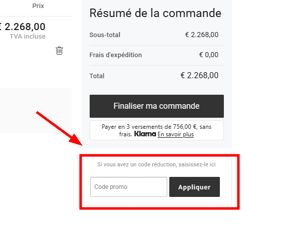 Comment appliquer un code promo sur Archiproducts