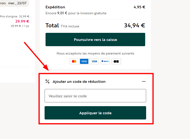 Comment activer un code promo sur asambeauty