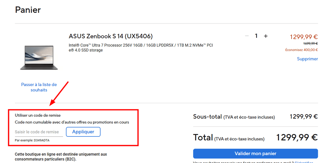Comment utiliser un code promo sur ASUS