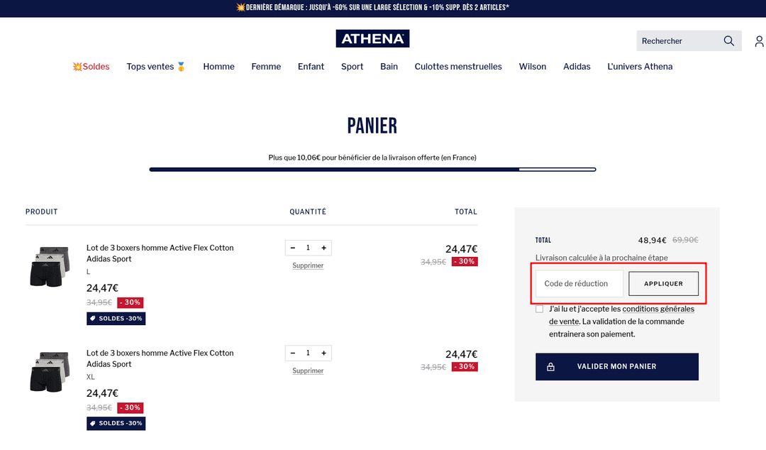 Comment utiliser un code promo sur Athena