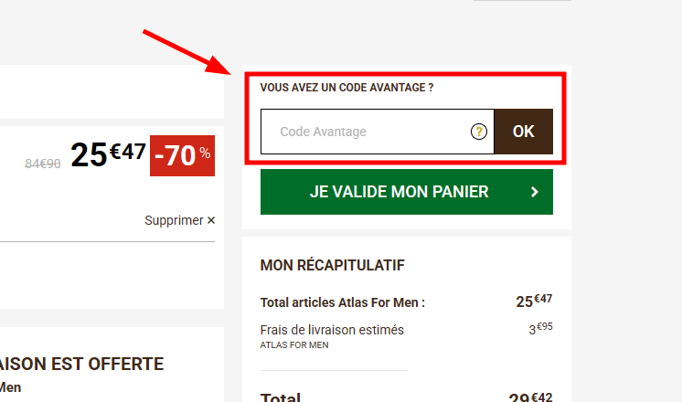 Comment activer un code promo sur Atlas for Men