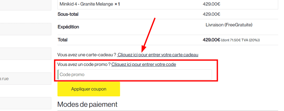Comment appliquer un code promo sur Axkid