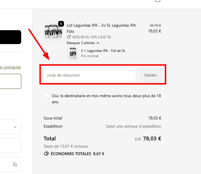 Comment appliquer un code promo sur Beerwulf
