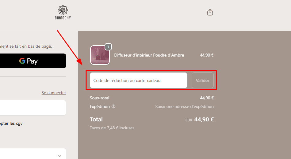 Comment activer un code promo sur BIANOCHY