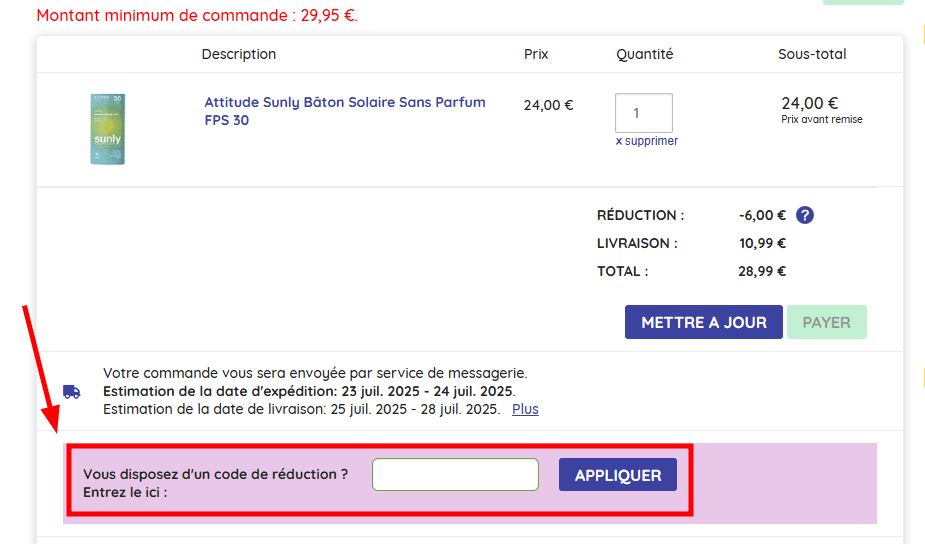 Comment utiliser un code promo sur Big Green Smile