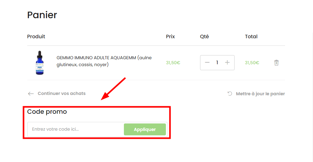 Comment appliquer un code promo sur Biogemm