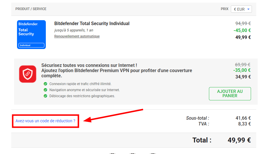 Comment utiliser un code promo sur Bitdefender