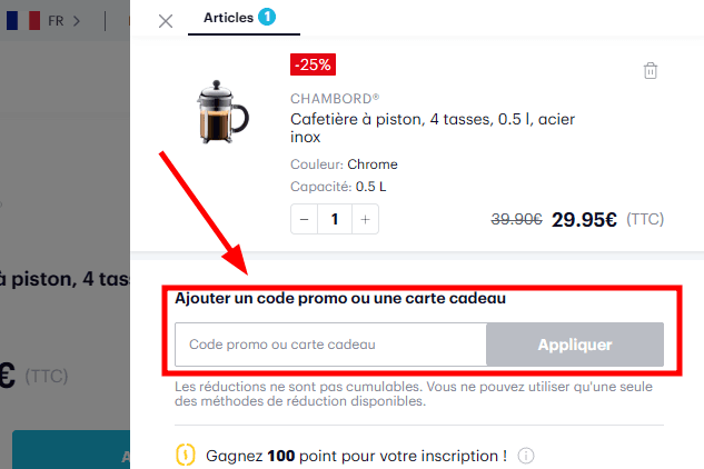 Comment utiliser un code promo sur Bodum