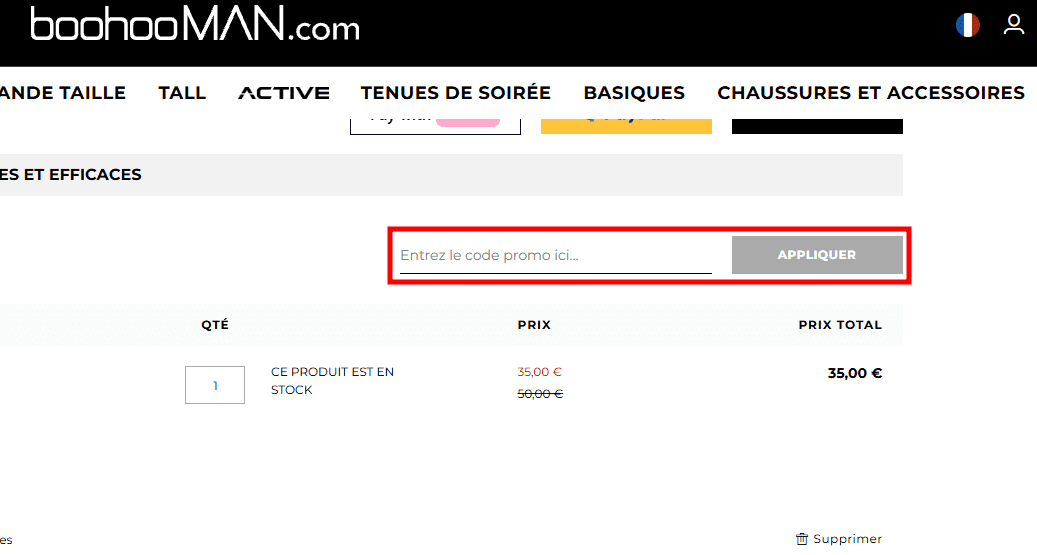 Comment activer un code promo sur boohooMAN