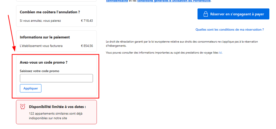 Comment appliquer un code promo sur Booking