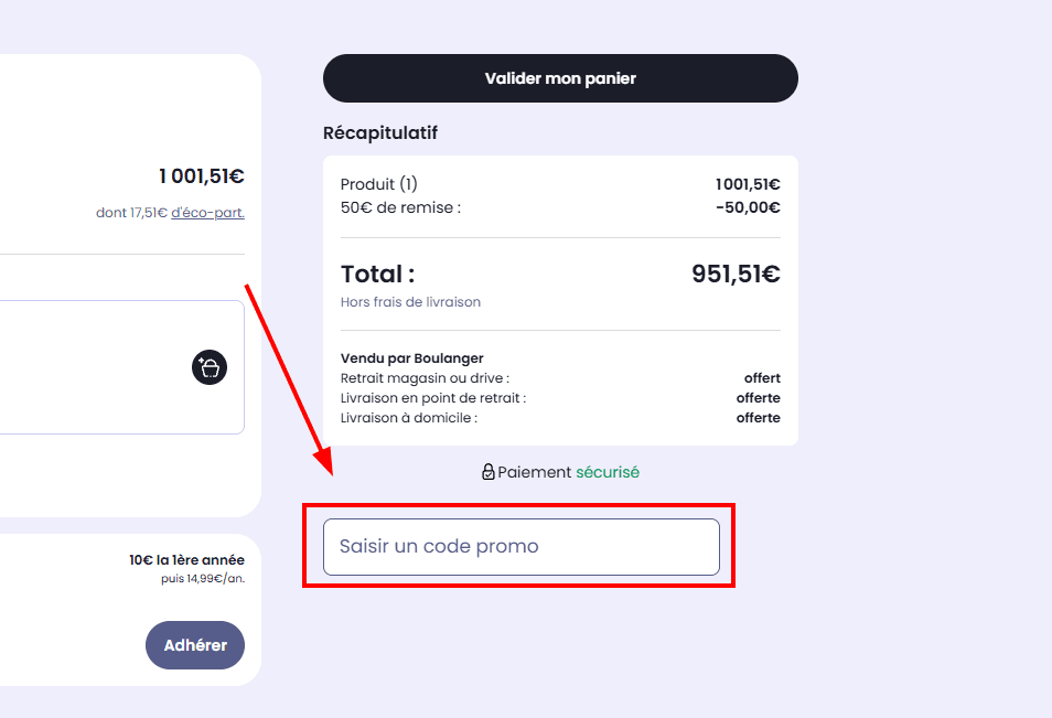 Comment activer un code promo sur Boulanger