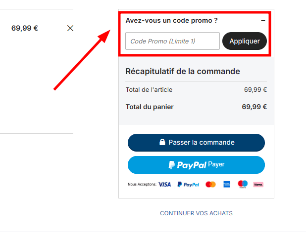 Comment utiliser un code promo sur Boutique PSG