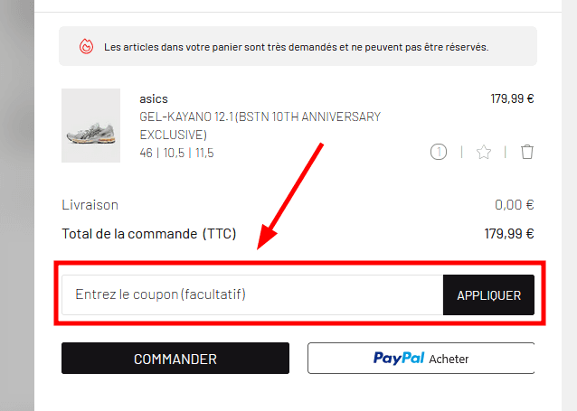 Comment utiliser un code promo sur BSTN