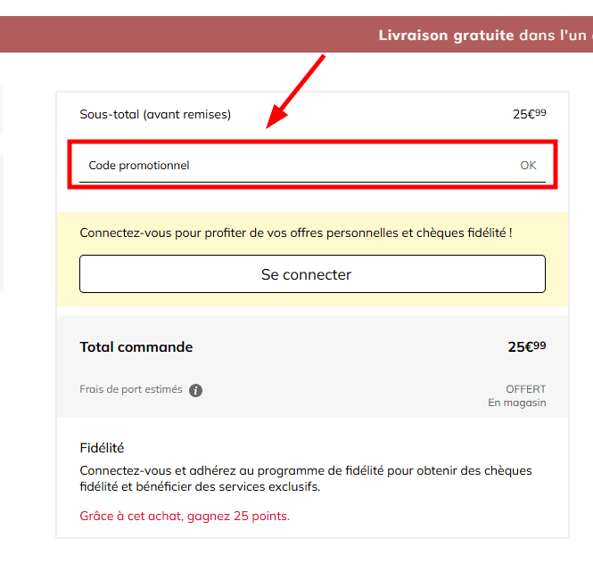 Comment activer un code promo sur Cache Cache