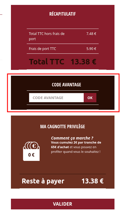 Comment activer un code promo sur Cafe privilège
