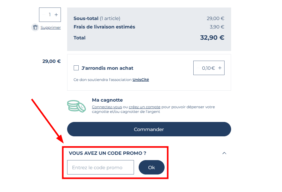 Comment appliquer un code promo sur Camif