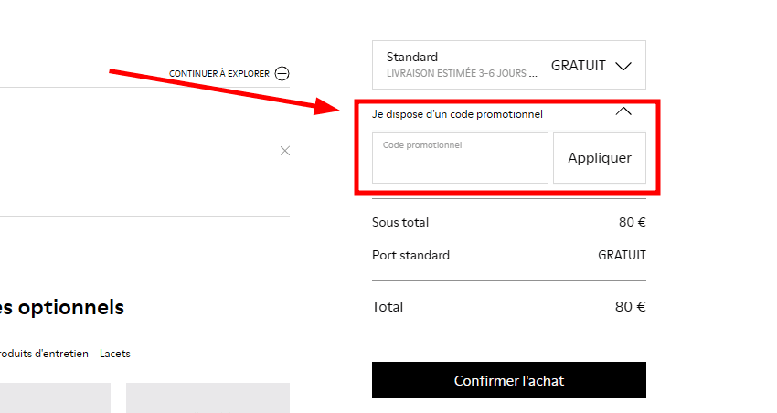 Comment appliquer un code promo sur Camper