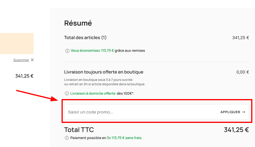 Comment appliquer un code promo sur Carré Blanc