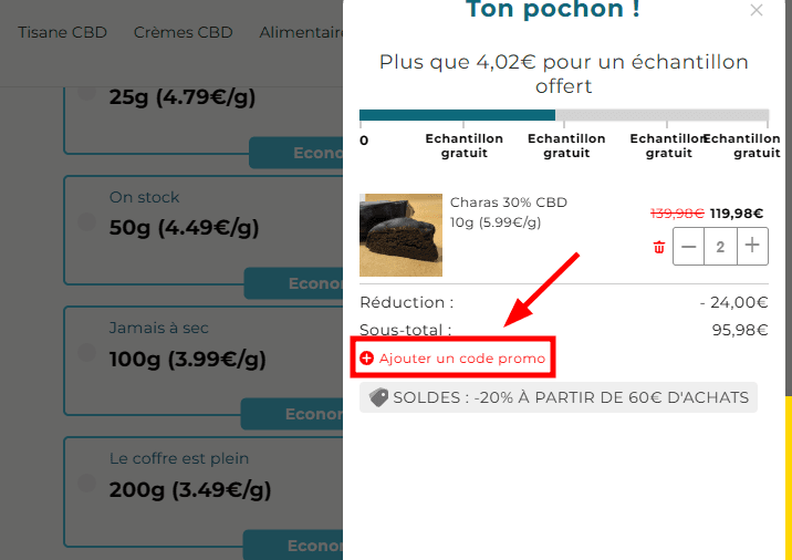 Comment appliquer un code promo sur cb'dé