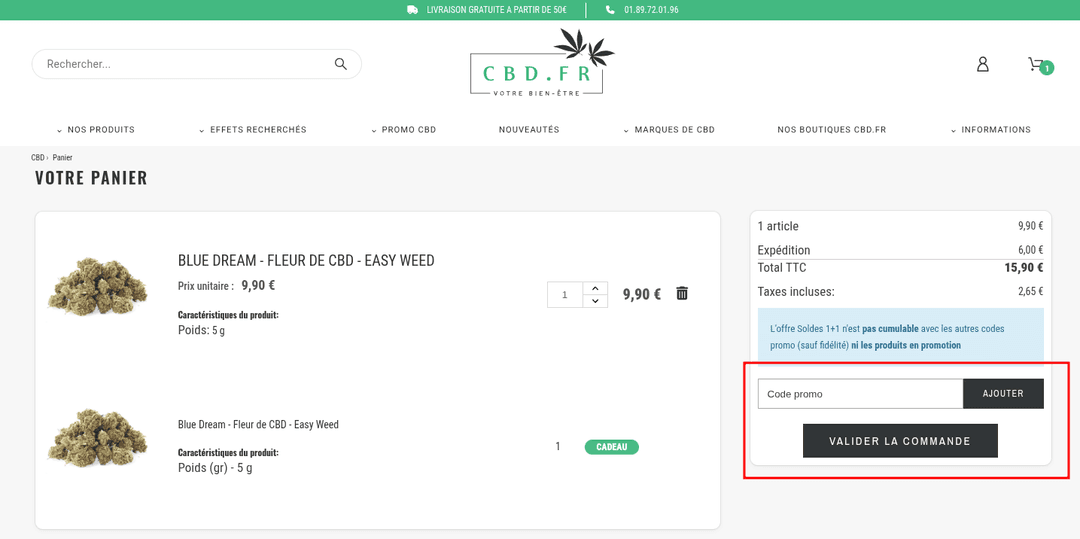 Comment appliquer un code promo sur CBD.fr