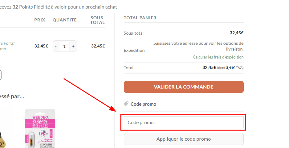 Comment appliquer un code promo sur CBDissimo