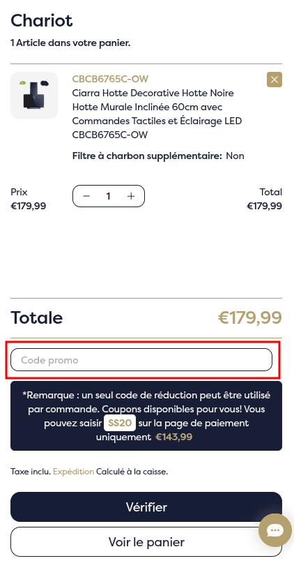 Comment appliquer un code promo sur CIARRA