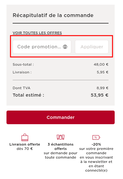 Comment appliquer un code promo sur Clarins