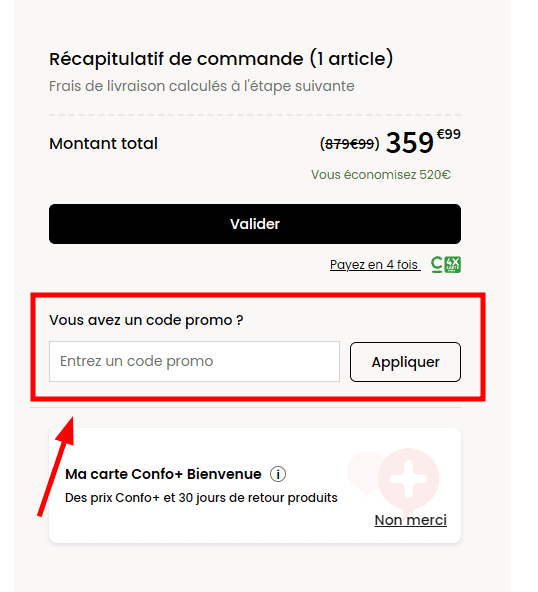 Comment activer un code promo sur Conforama