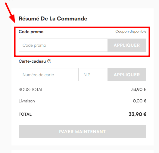 Comment activer un code promo sur Cupshe