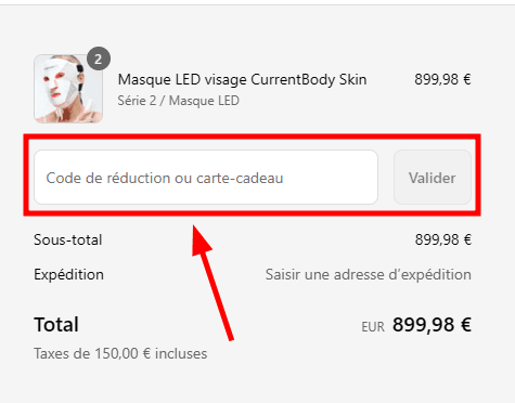 Comment appliquer un code promo sur Currentbody