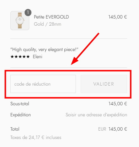 Comment utiliser un code promo sur Daniel Wellington