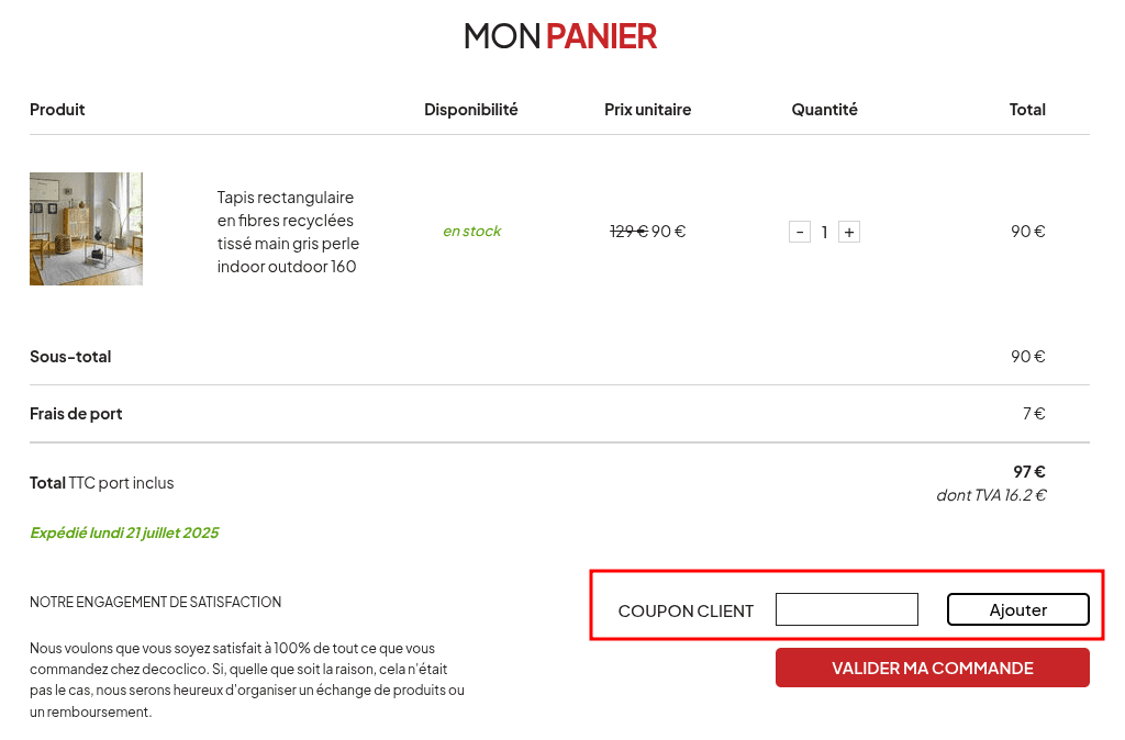 Comment activer un code promo sur Decoclico