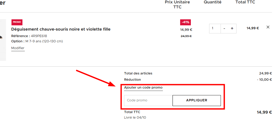 Comment utiliser un code promo sur DeguiseToi.fr