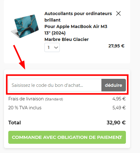 Comment appliquer un code promo sur DeinDesign
