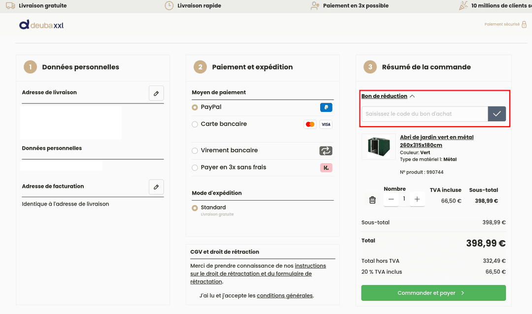 Comment appliquer un code promo sur DeubaXXL