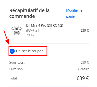 Comment appliquer un code promo sur DJI
