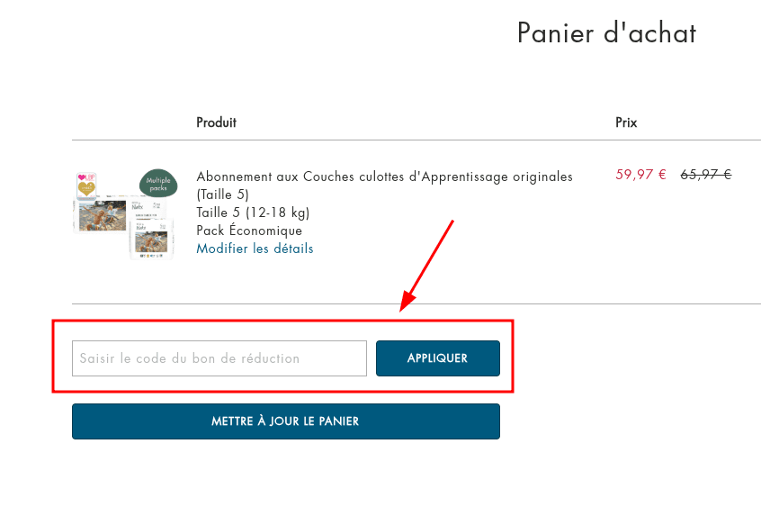 Comment appliquer un code promo sur Eco by Naty