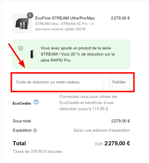 Comment utiliser un code promo sur Ecoflow
