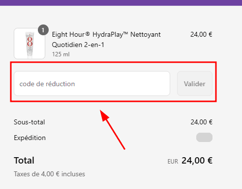 Comment appliquer un code promo sur Elizabeth Arden