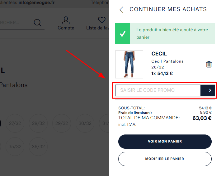 Comment utiliser un code promo sur Envogue