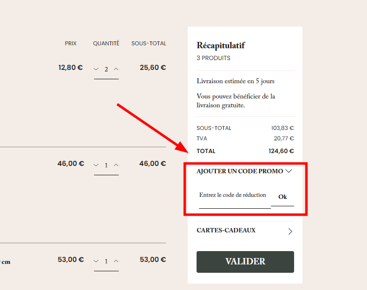 Comment activer un code promo sur Essix