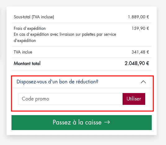 Comment activer un code promo sur Étagère à vin