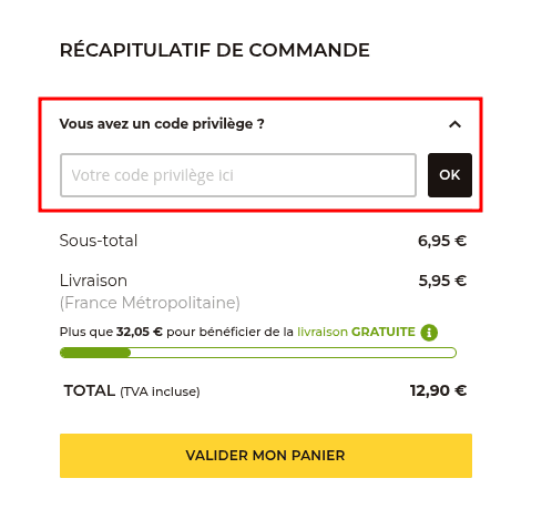 Comment activer un code promo sur Famille Mary