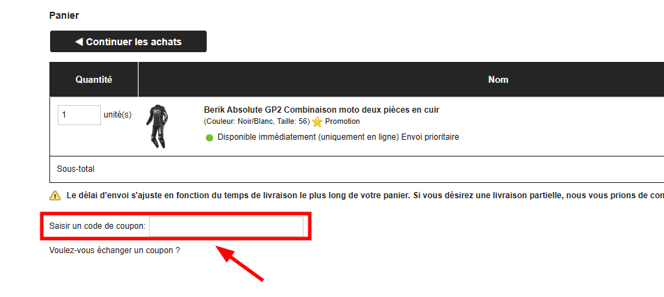 Comment activer un code promo sur FC-Moto
